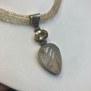 Stunning Rutilated Quartz and citrine pendant